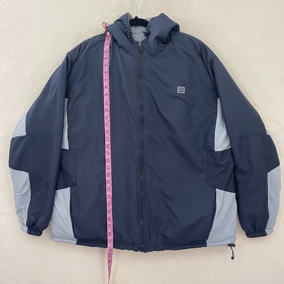 Wilson Blue Light Blue Hooded Full Zip Vintage Reversible Jacket Men's Size XL - Picture 2 of 9